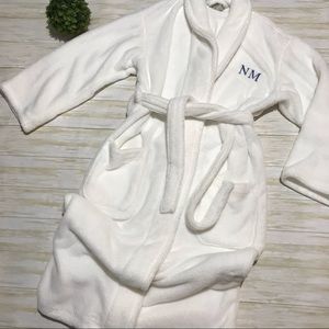 Pottery Barn White Soft Plush Fluffy Full Length Bath Robe Size Large